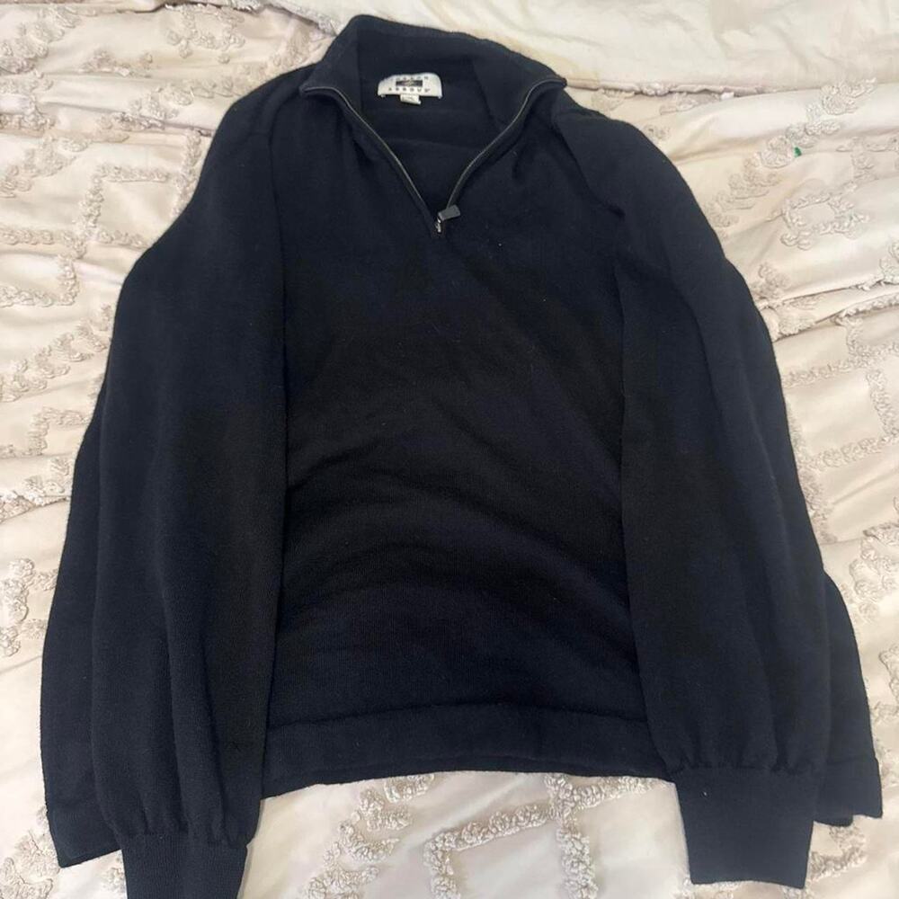 Joseph Abboud 100% Merino Wool Black Quarter Zip Sweater XXL